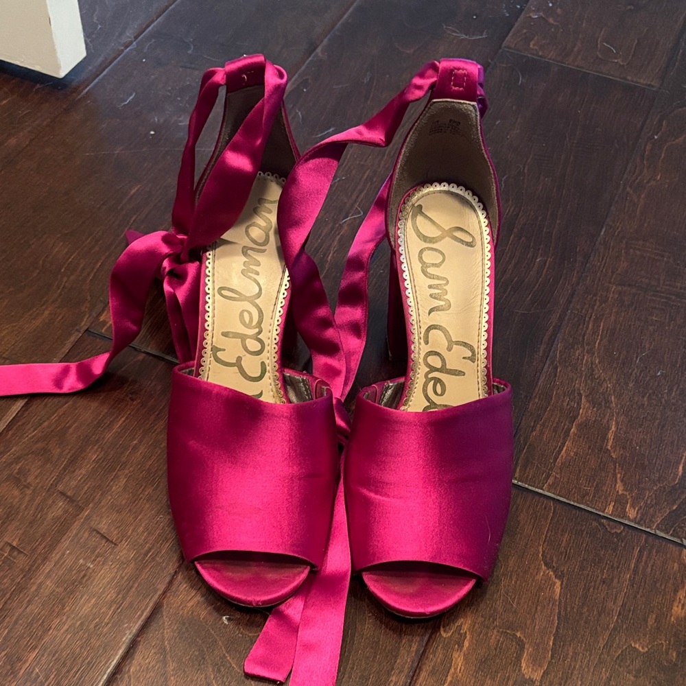 Sam Edelman Magenta Satin Heels